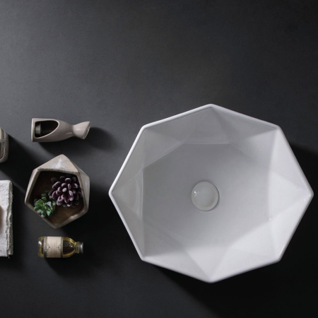 Lavoar pe blat, Fluminia, Briliant, octogonal, 41.5 x 41.5 cm, alb [1]