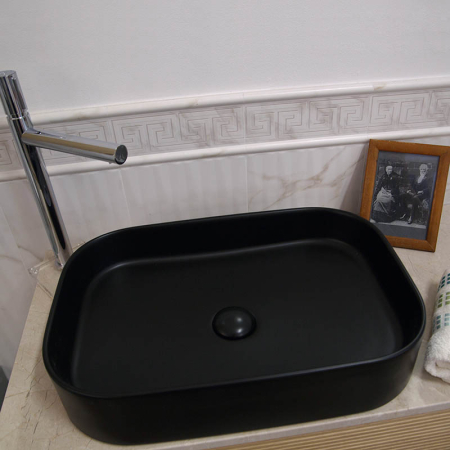 Lavoar pe blat Fluminia Capri 55, dreptunghiular, 55 x 38 cm, negru mat [6]