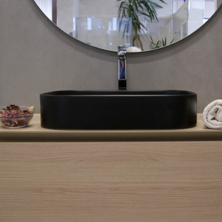 Lavoar pe blat Fluminia Capri 55, dreptunghiular, 55 x 38 cm, negru mat [4]