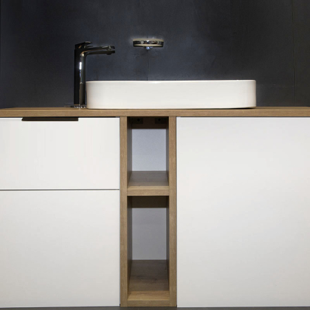 Lavoar pe blat Fluminia Capri 65, dreptunghiular, 65 x 38 cm, alb lucios [6]