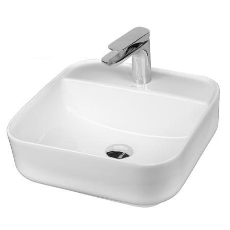 Lavoare - Lavoar pe blat Fluminia Juno-38, pătrat, 38,5 x 38,5 cm, alb