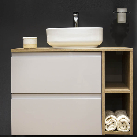 Lavoar pe blat Fluminia Juno-50, dreptunghiular, 50 x 40 cm, alb [6]