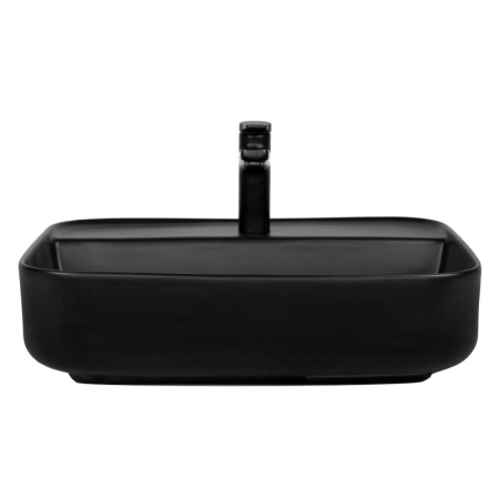 Lavoar pe blat Fluminia Juno-50MB, dreptunghiular, negru mat, cu orificiu pentru baterie, fără preaplin, 50 x 40 x 13 cm [3]