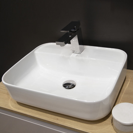 Lavoar pe blat Fluminia Juno, dreptunghiular, 55 x 45 cm, alb [6]