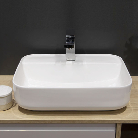 Lavoar pe blat Fluminia Juno, dreptunghiular, 55 x 45 cm, alb [4]