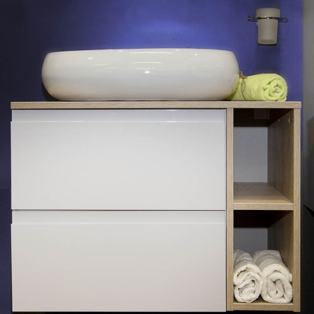 Lavoar pe blat Fluminia Lheea, oval, fără orificiu pentru baterie, 58,5x40 cm, alb [6]