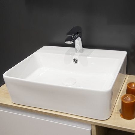 Lavoar pe blat Fluminia Mercur-46, dreptunghiular, 46 x 42 cm, alb [5]