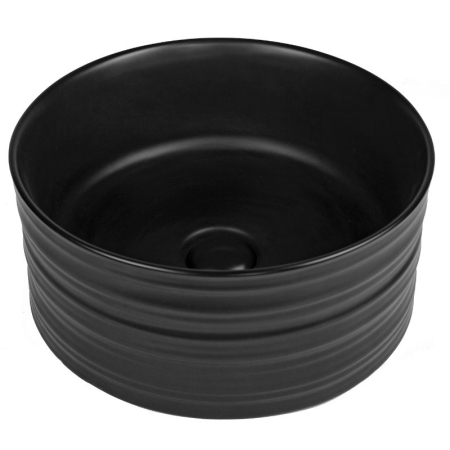 Baie - Lavoar pe blat Fluminia My Black Circle, rotund, diametru 41 cm, cu ventil, negru mat