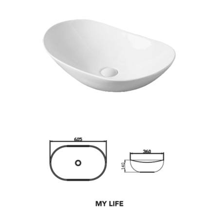 Lavoar pe blat, Fluminia, My Life, oval, 60,5 x 36 cm, alb [3]