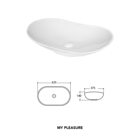 Lavoar pe blat, Fluminia, My Pleasure, oval, 63.5 x 37.5 cm, alb [3]