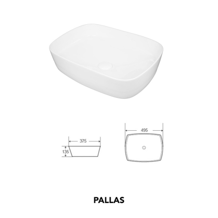 Lavoar pe blat Fluminia, Pallas, dreptunghiular, 50 x 37,5 cm, alb [3]