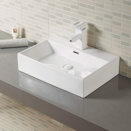 Lavoar pe blat, Fluminia, Pluto-50, dreptunghiular, 50 x 35,5 cm, alb [3]