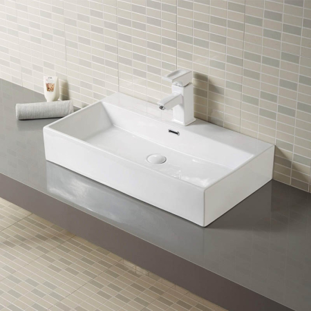 Lavoar pe blat Fluminia Pluto-60, dreptunghiular, 60 x 35 cm, alb [1]