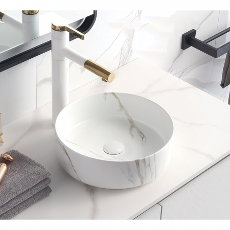 Lavoar pe blat rotund cu efect marmura, Chloe Foglia [1]