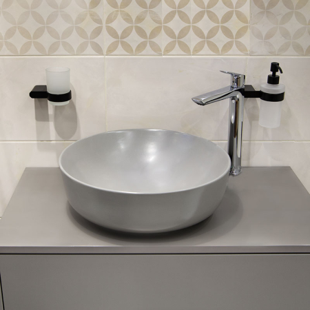 Lavoar pe blat Fluminia Amereta-MG, rotund, diametru 41 cm, gri mat [4]