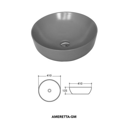 Lavoar pe blat Fluminia Amereta-MG, rotund, diametru 41 cm, gri mat [3]