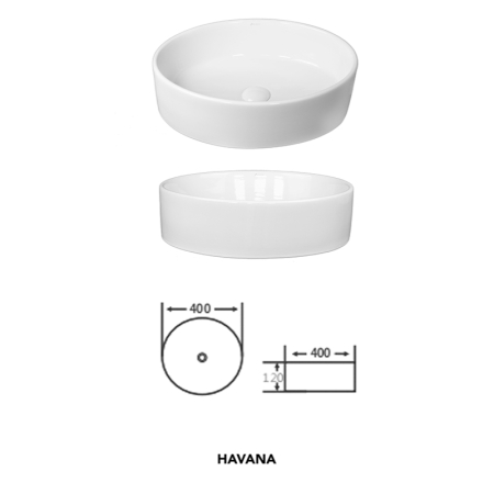 Lavoar pe blat Fluminia Havana, rotund, diametru 40 cm, alb [3]