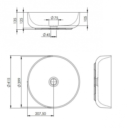 Lavoar rotund LORCA, din porțelan, montaj pe blat 42cm - gri deschis mat [2]