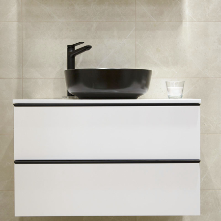 Lavoar pe blat Fluminia Amereta, rotund, 41,5 cm, negru mat [5]