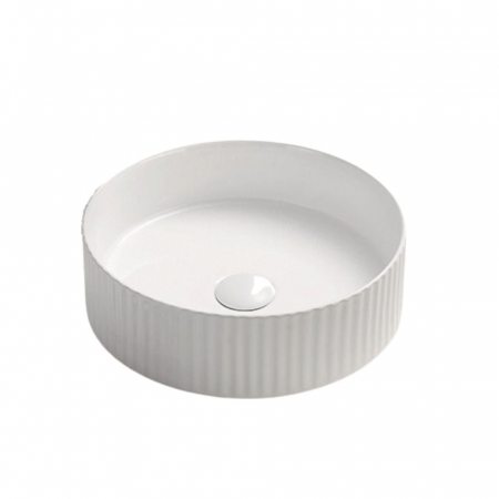 Lavoar rotund pe blat, cu riflaje 3D, alb lucios, Imperial Foglia [1]