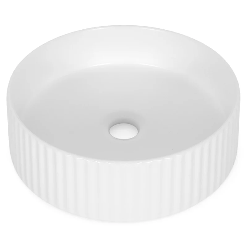 Lavoar rotund pe blat, cu riflaje 3D, alb lucios, Imperial Foglia [5]
