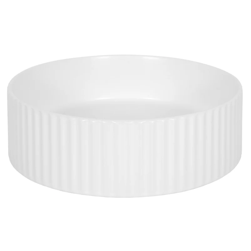 Lavoar rotund pe blat, cu riflaje 3D, alb lucios, Imperial Foglia [4]