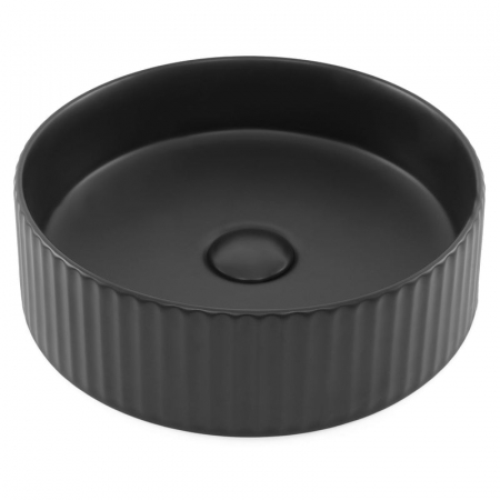 Lavoar rotund pe blat, cu riflaje 3D, negru mat Imperial Foglia [7]