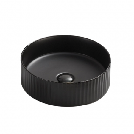 Lavoar rotund pe blat, cu riflaje 3D, negru mat Imperial Foglia [1]
