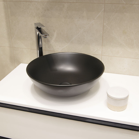 Lavoar pe blat Fluminia, Sexy Black, rotund, diametru 40 cm, negru mat [6]