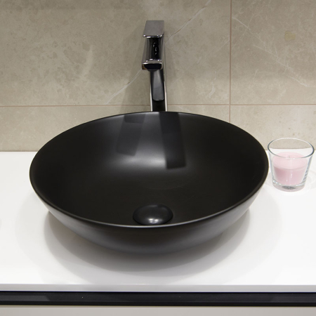 Lavoar pe blat Fluminia, Sexy Black, rotund, diametru 40 cm, negru mat [5]