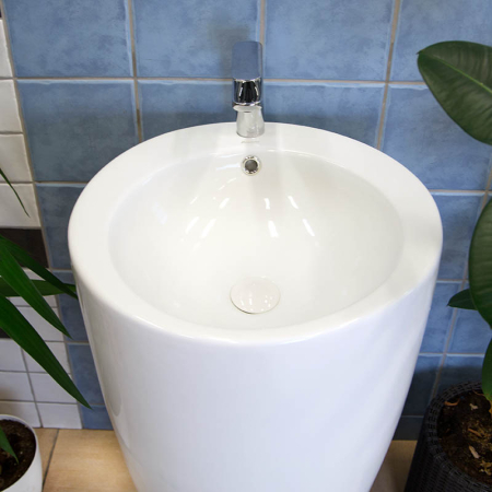 Lavoar stativ, Fluminia, Milady-50, Back to Wall, rotund, alb [3]