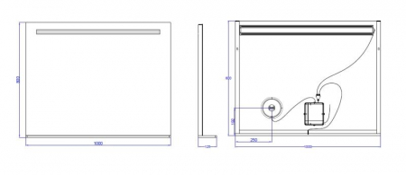 Oglindă LED, cu poliță, cu oglindă cosmetică detașabila, lumină reglabilă, dezaburire, 2 db bluetooth, 100x80cm [1]