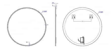 Oglindă LED, lumină reglabilă, dezaburire, 2 db bluetooth, 100cm [2]