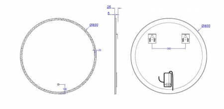 Oglindă LED, lumină reglabilă, dezaburire, 2 db bluetooth, 80cm [2]