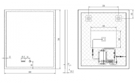 Oglinda LED, lumină reglabilă, dezaburire, afișează temperatura și ceasul, 60x70cm [1]