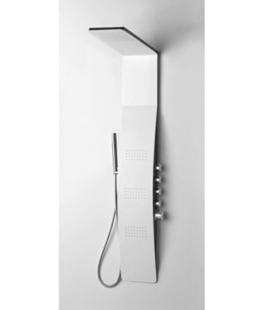 Sisteme de dus - Panou de duș ASPEN, aluminiu 146,5x23,2x51,8cm - alb mat cu marginea neagra