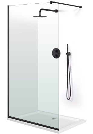 Paravane de dus walk-in - Perete transparent de sticlă 70X195 - Feronerie neagră