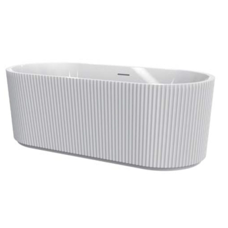 Cazi baie freestanding - Salome 170, cadă ovală freestanding cu mască riflată, acril sanitar alb, cu instalație completă, 170x80x60 cm