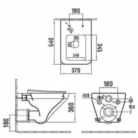 Set vas wc rimless suspendat, dreptunghiular, capac slim softclose, Foglia Bristol [6]