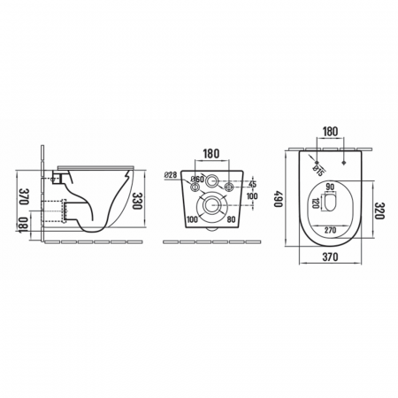 Set vas wc rimless suspendat, Rotund, Foglia Oslo si capac softclose verde turcoaz mat [6]