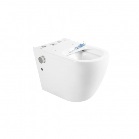 Set vas wc stativ cu functie de bideu, rezervor si capac soft close, alb lucios, Foglia Eco [4]