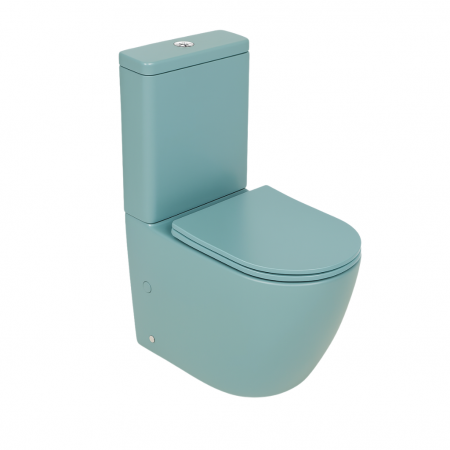 Set vas wc stativ rimless verde turcoaz mat Foglia Oslo cu rezervor si capac soft close inclus [1]