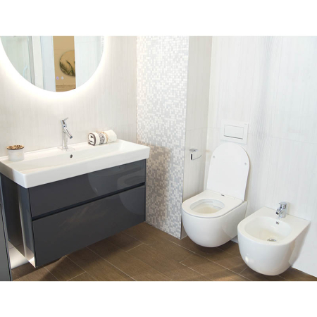 Set vas WC suspendat Fluminia Minerva, rimless, cu capac quick release și soft close, alb [3]