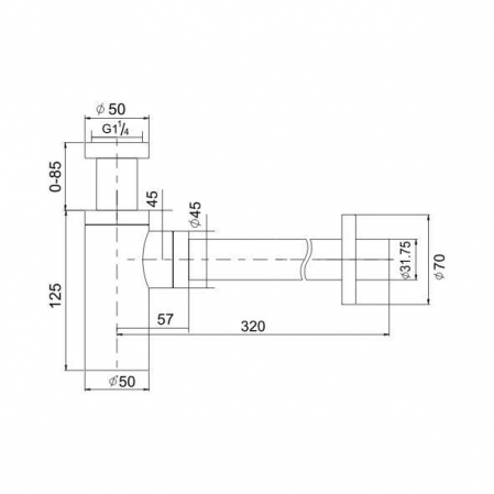 Sifon de scurgere pentru lavoar, rotund - crom [1]
