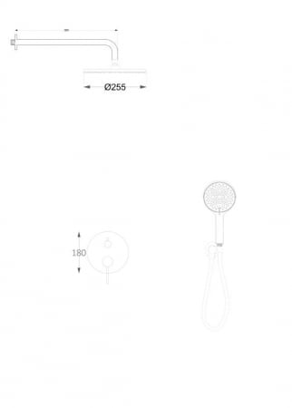 Sistem duș complet, PALMFIELD, cu montaj încastrat în perete - Gun metal [2]