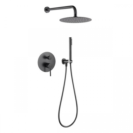 Sisteme de dus incastrate - Sistem duș complet, PALMFIELD, cu montaj încastrat în perete - Gun metal