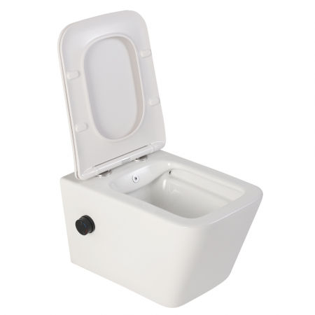 Vas wc suspendat cu functie bideu, dreptunghiular, apă calda/rece, rimless, baterie negru mat Foglia Safari [6]