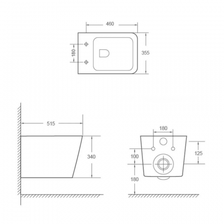 Vas wc suspendat cu functie bideu, dreptunghiular, apă calda/rece, rimless, baterie negru mat Foglia Safari [7]