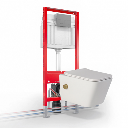 Vas wc suspendat cu functie bideu, dreptunghiular, apă calda/rece, rimless, capac soft close, baterie crom Foglia Safari [5]