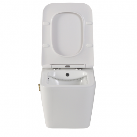 Vas wc suspendat cu functie bideu, dreptunghiular, apă calda/rece, rimless, capac soft close, baterie crom Foglia Safari [2]